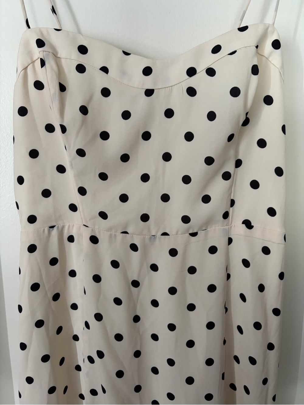 Abercrombie & Fitch Cream Maxi Slip Dress with Black Polka Dots - Picture 2 of 4